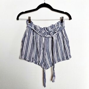 Forever 21 Linen Blend Striped Paperbag Waist Shorts Size Medium